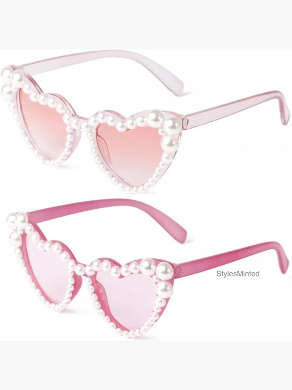 Heart Shaped Pearl Sunglasses Cat Eye Bling UV400 Protection for Kids